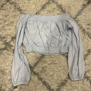 Cropped Light Blue Long sleeve Top